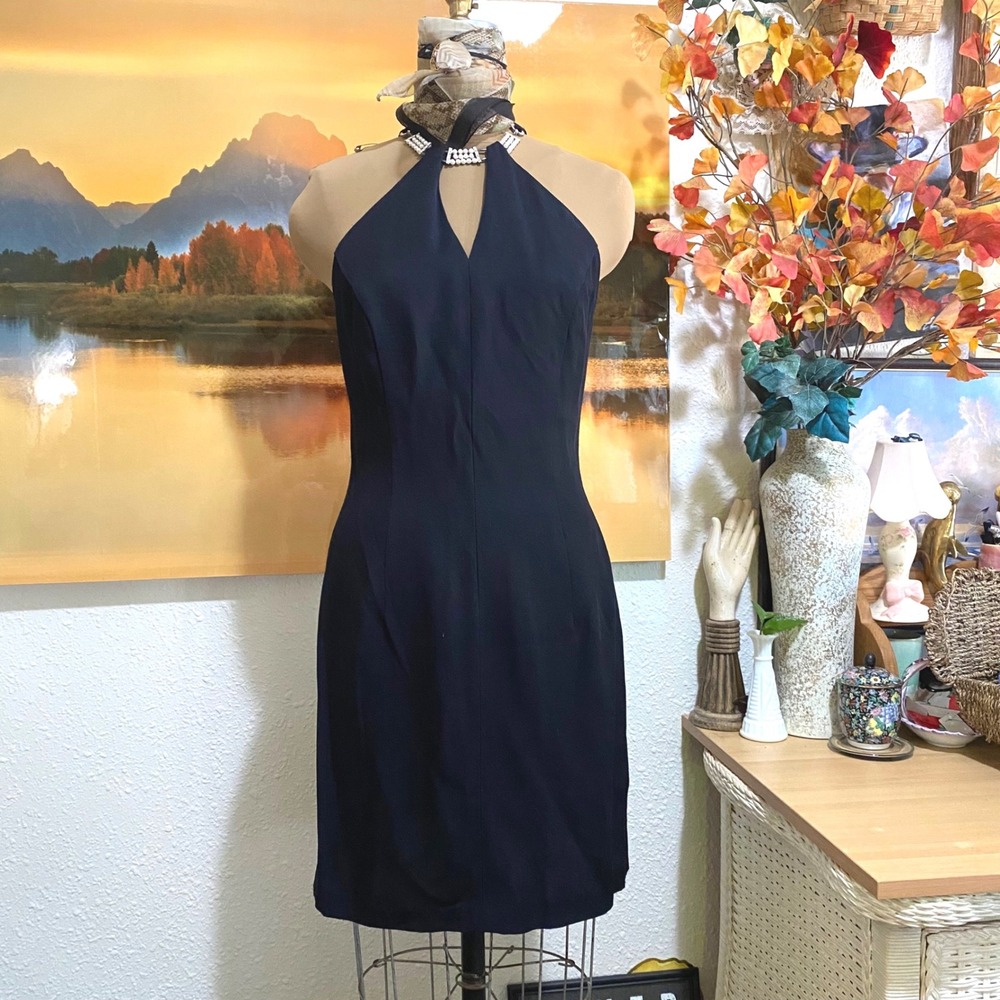 Jessica McClintock Scott Mcclintock women's 10 Little Black Dress‎ beaded Halter